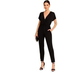 Loveappelia Sleek Classy Black Jumpsuit‎ Soft Stretch Knit with Pockets
